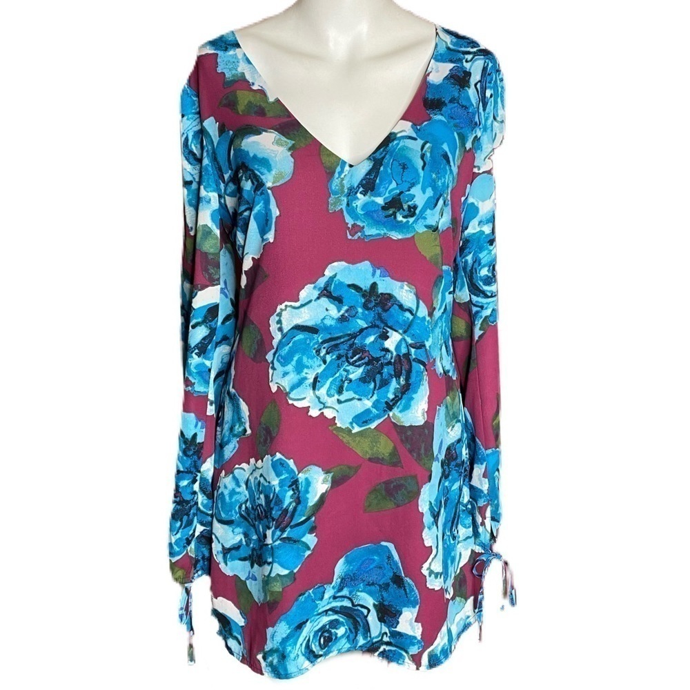 Leith Floral V Neck Tunic Dress